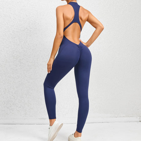 Zippered Yoga Fitness Jumpsuit Sleeveless Tummy Control Stretch Shapewear Butt Lifting Sportswear Women Fashopn Outfits Clothing