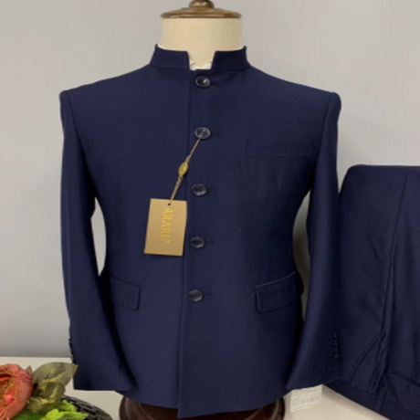 Zhongshan Collar Suit Men's Business Wedding Groom Stand Collar Self-cultivation