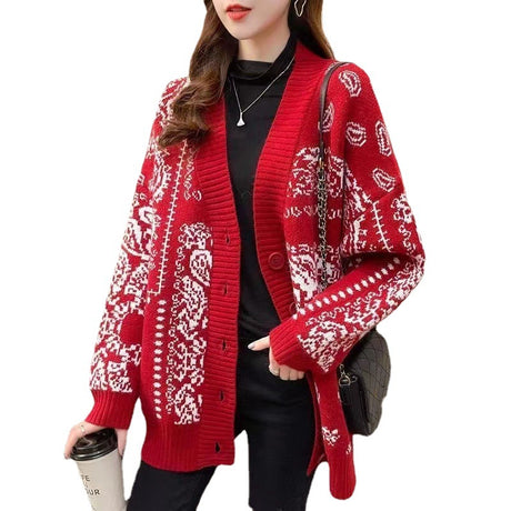 Retro Lazy Style Design Loose Niche Knitted Cardigan