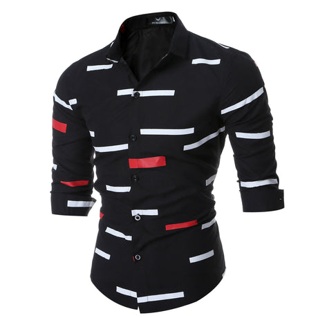 Spring Men's Geometric Printed Shirt Trendy Men Shirt Coat