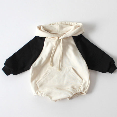 Baby Autumn Jumpsuit With Contrast Sleeves Hooded Sweater