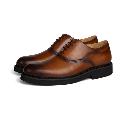 Retro Shoes Thick-soled Business Suits Handmade Leather Shoes Men