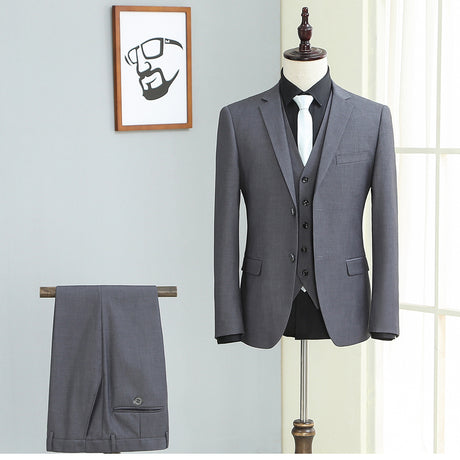 Suit Suit Men's Three-piece Korean Style Slim Autumn Casual Suit