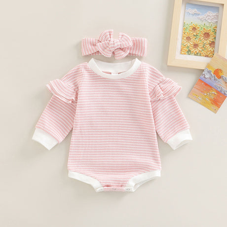 Children's Clothing Baby Long Sleeve Round Neck Striped Jumpsuit