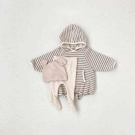 Baby Striped Hooded Romper Autumn Long Sleeve