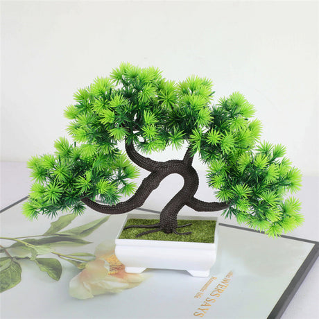 Simulation Welcoming Pine Potted Plant, Plastic Artificial Flower Ornaments