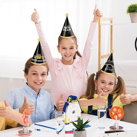 6pcs Happy New Year 2024 Theme Paper Hat Party Decoration Photo Props