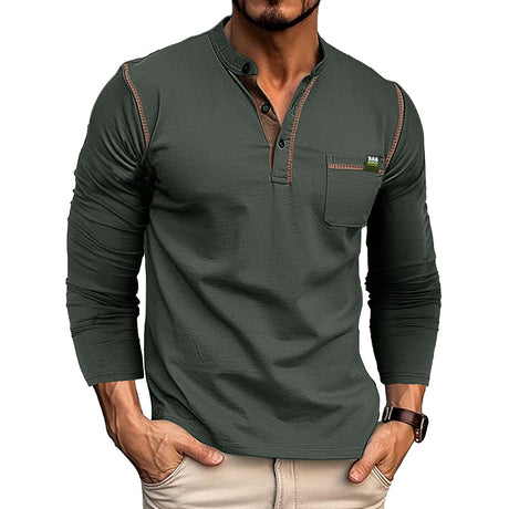 Men's Long Sleeve Color Matching Shirt