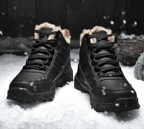 Leather Winter Men Waterproof Warm Fur Snow Boots