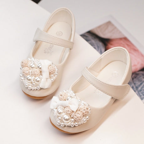 New Princess Casual Flat Rhinestone Dress Pearl Flower Girls Shoes