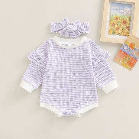Children's Clothing Baby Long Sleeve Round Neck Striped Jumpsuit