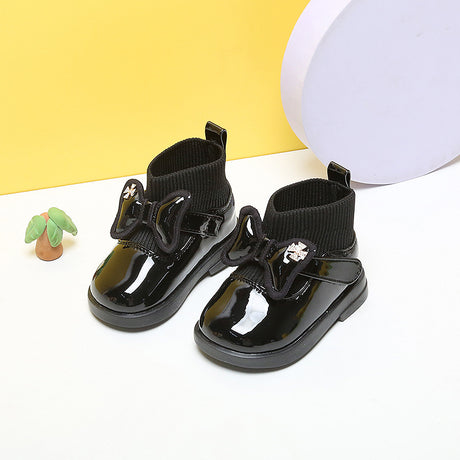 Fashionable Temperament Princess Leather Soft-soled Girls Short Boots Toddler Shoes