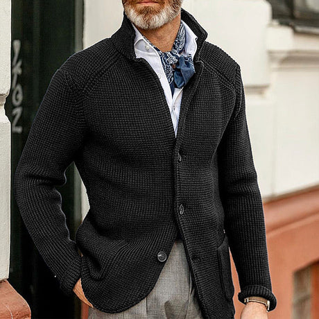 Stand Up Collar Cardigan Men Knitted Jacket