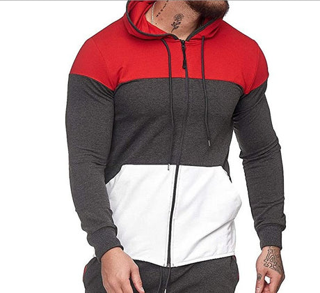 Sports Cardigan Sweater Color Matching Fashion Casual Sports Coat Jacket Men